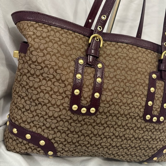 Coach Soho Signature C Studded Leather Lg Gallery Tote Bag Purse - Picture 2 of 14